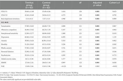 Cognitive functioning and psychosomatic syndromes in a subjective tinnitus sample
